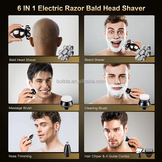 rasoir électrique à tête flottante 7D pour hommes, chargement USB, LCD, étanche, Portable, nez, oreille, tondeuse à cheveux .