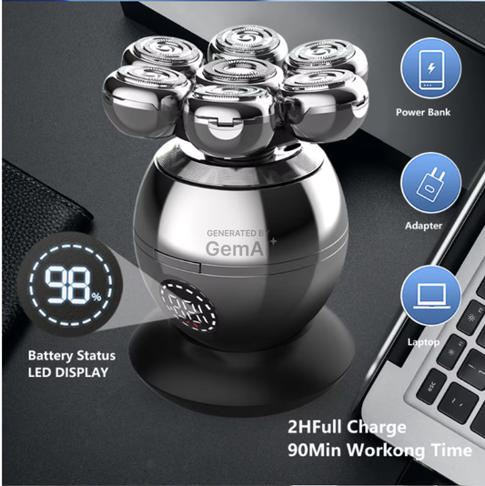 rasoir électrique à tête flottante 7D pour hommes, chargement USB, LCD, étanche, Portable, nez, oreille, tondeuse à cheveux .